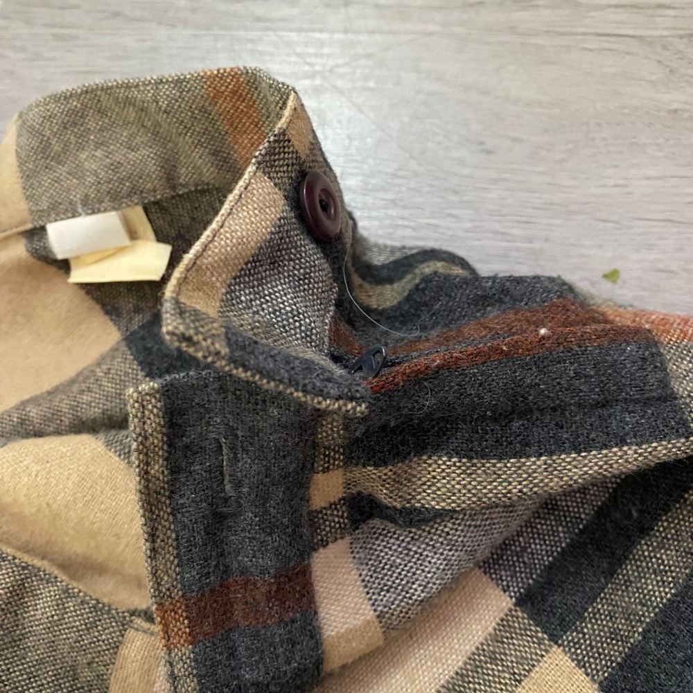 Vintage Plaid A-Line Skirt Women 12 Brown Tan Union Made USA Midi Skirt - Picture 2 of 5